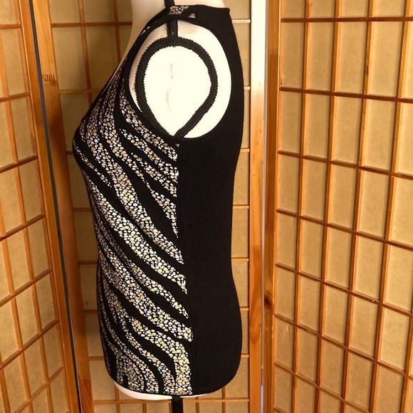 Belldini Top Knit Black Gold Pewter Sleeveless Layering Tank Top - Picture 7 of 12